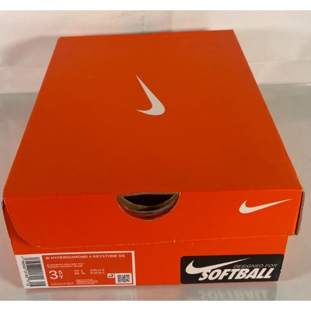 Nike Hyperdiamond 4 Keystone GG Youth Softball Cleats 3.5Y Grey Black CZ5919-007